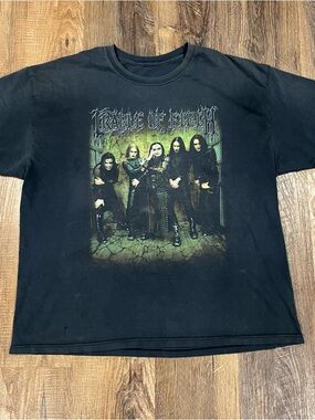 Vintage Cradle of Filth Y2K Black Band Tee XL Hanes Heavyweight Distressed Metal
